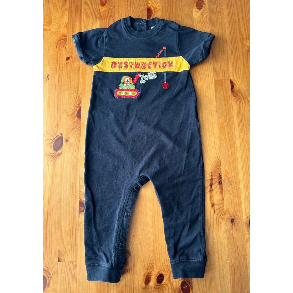 Vintage Okie-Dokie Destruction Zone Embroidered Romper Size 24 Months
